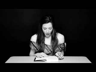 porn actress stoya reads an excerpt from a book while sitting on a vibrator. funny sight small tits big ass